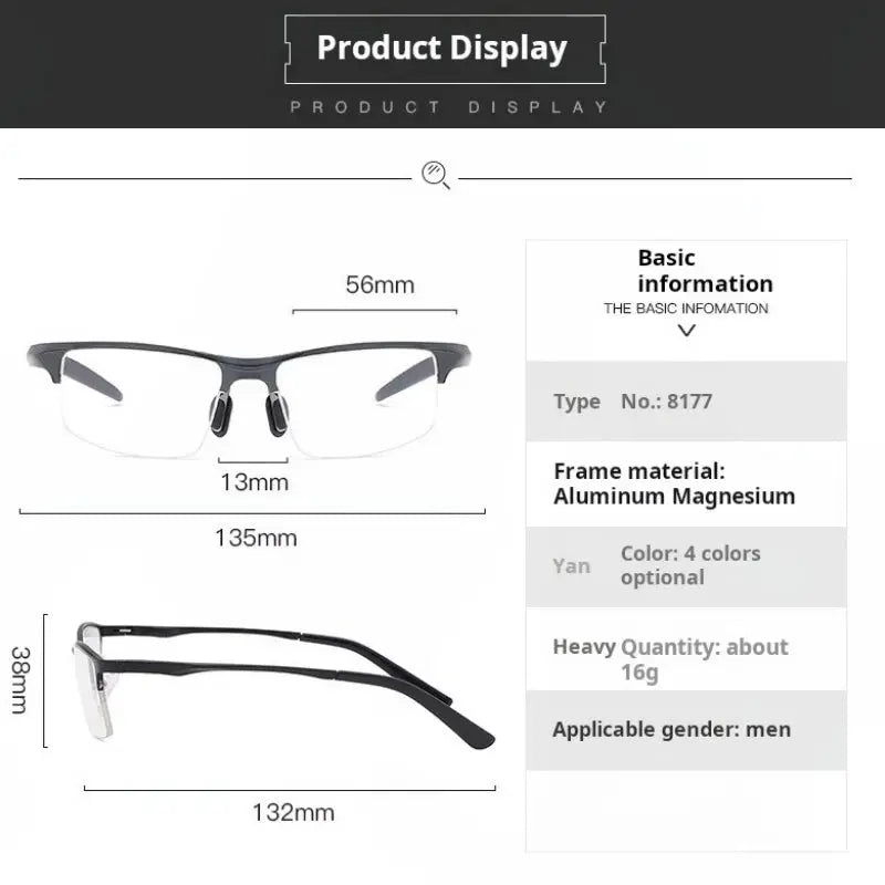 Women's Square Semi-Rimless Aluminum Sports Glasses 81772 — view 2 | Rx Spectacle