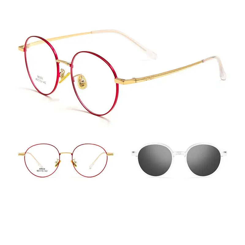Women's Round Full Rim Alloy Clip-On Prescription Glasses 8608 — view 7 | Rx Spectacle