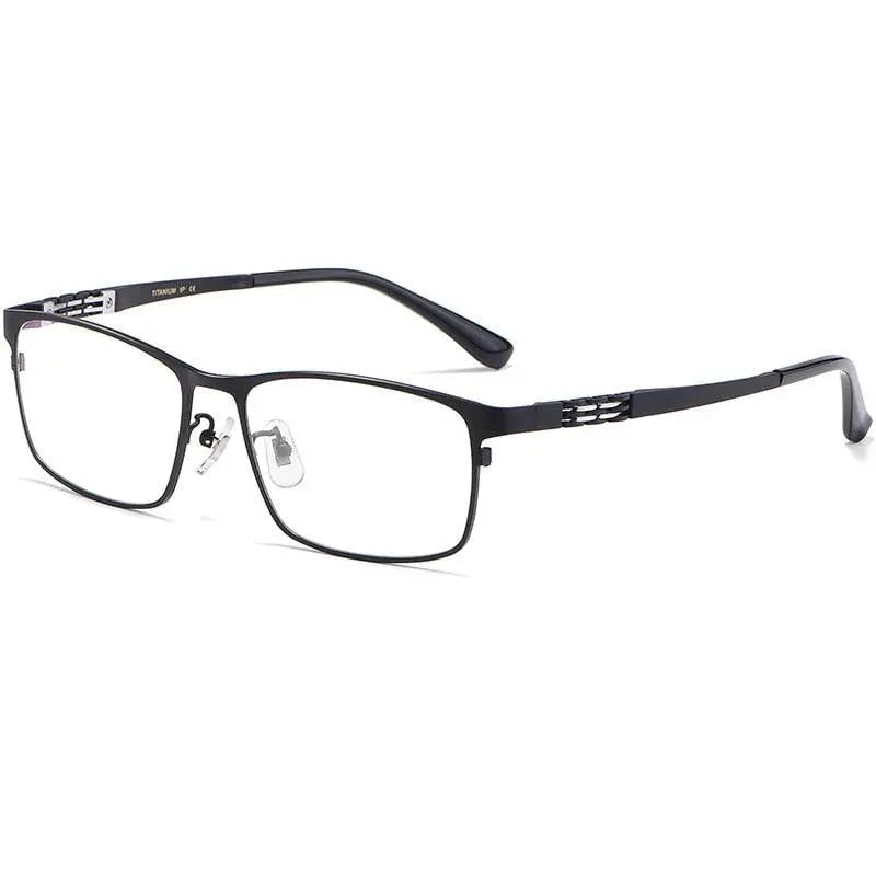 Men's Square Full Rim Titanium Prescription Glasses HT0205 — view 2 | Rx Spectacle