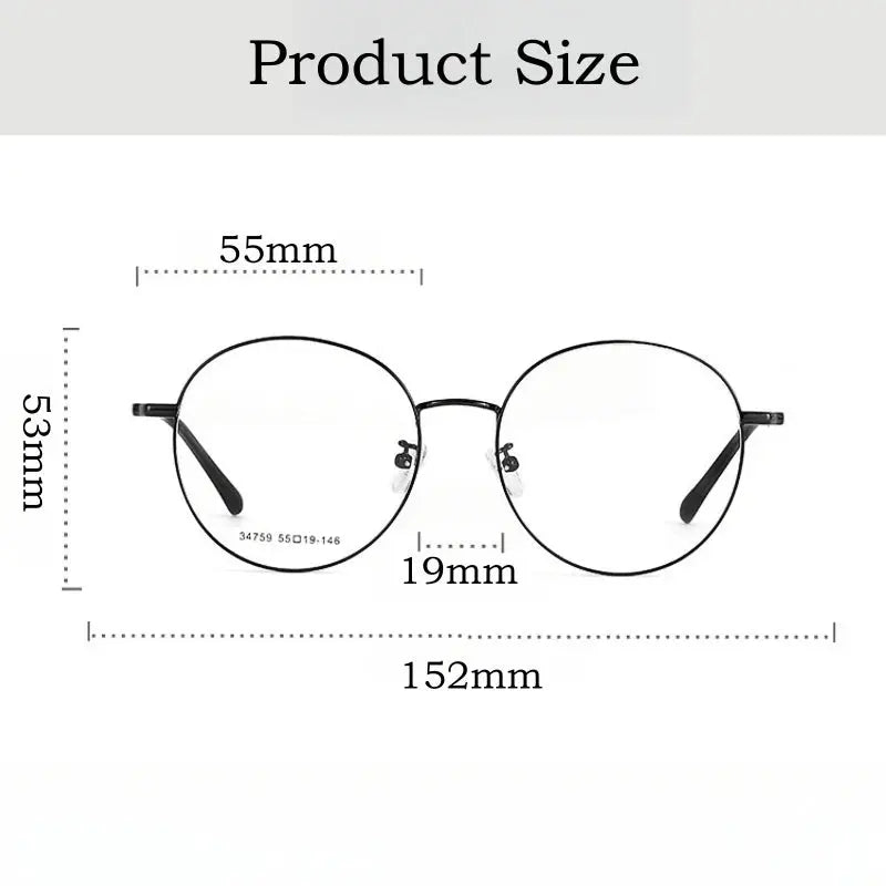 Unisex Round Full Rim Alloy Oversized Prescription Glasses 34759 — view 4 | Rx Spectacle