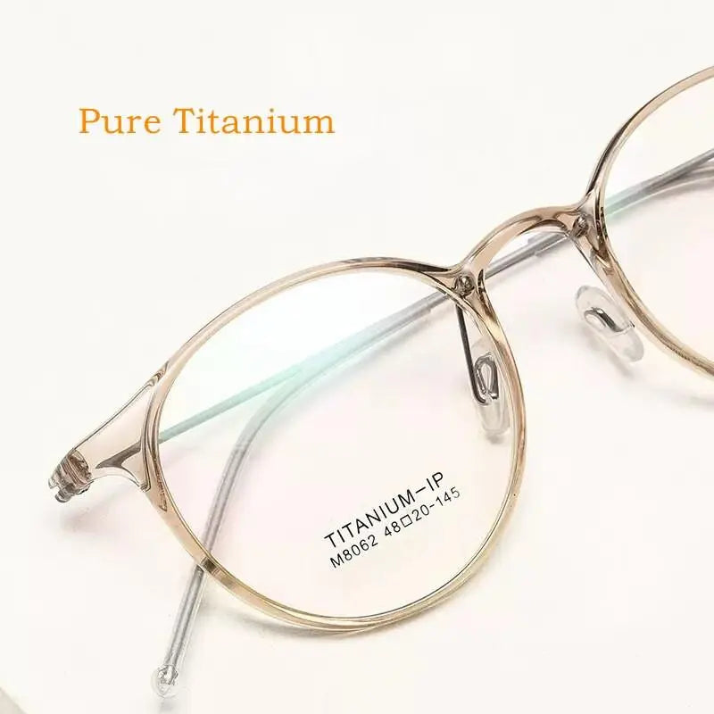 Unisex Round Full Rim Titanium Prescription Glasses M8062 — view 10 | Rx Spectacle