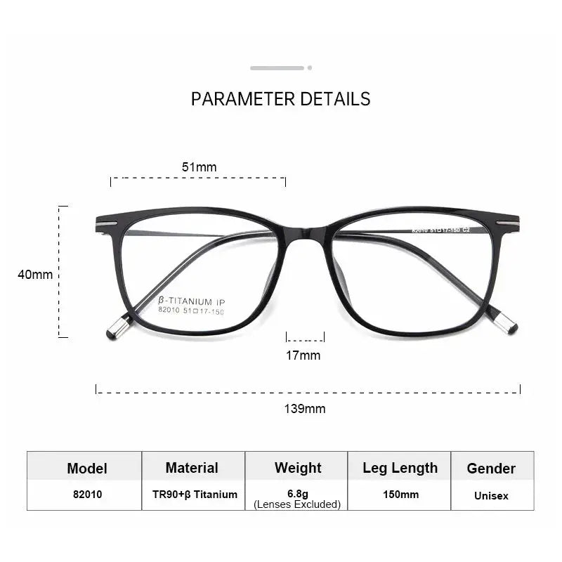 Women's Square Full Rim Titanium Prescription Glasses 82010 — view 2 | Rx Spectacle