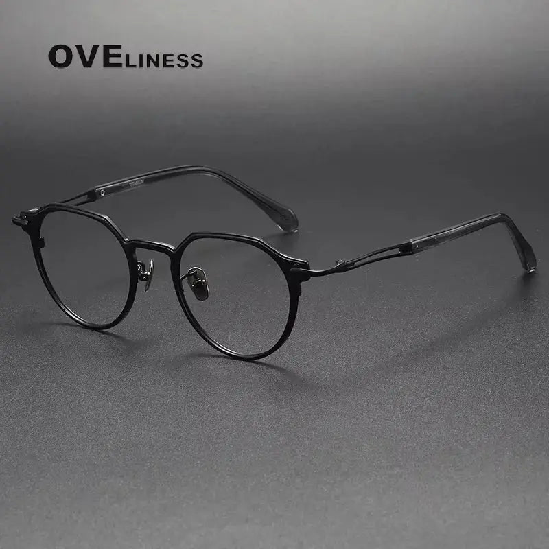 Unisex Oval Full Rim Titanium Flat Top Prescription Glasses 369141 — view 3 | Rx Spectacle