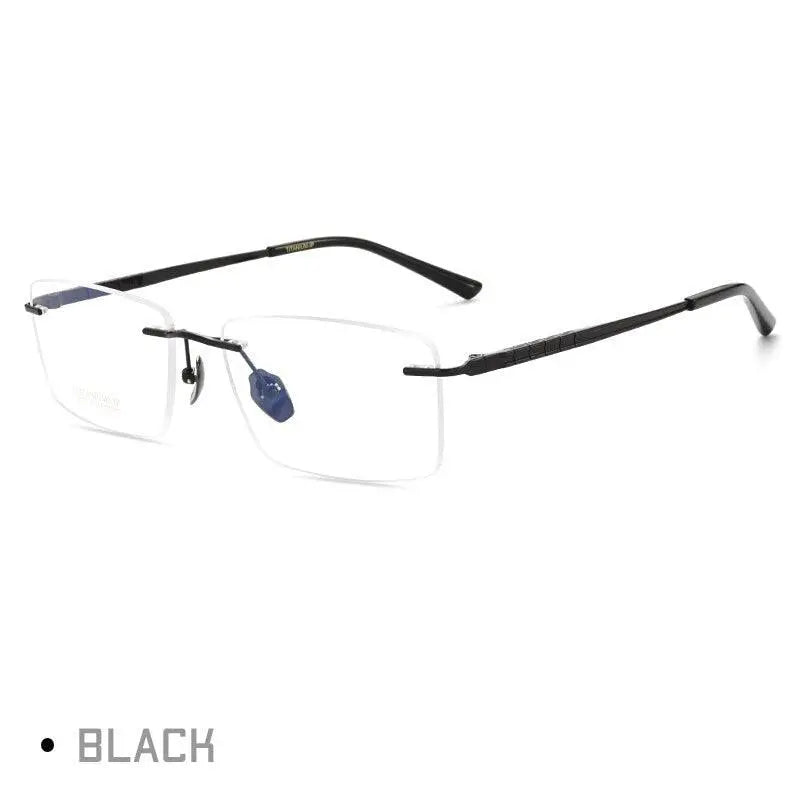 Men's Rectangular Rimless Titanium Prescription Glasses 91104 — view 3 | Rx Spectacle