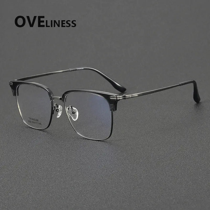 Unisex Square Full Rim Titanium Oversized Prescription Glasses 32009 — view 3 | Rx Spectacle