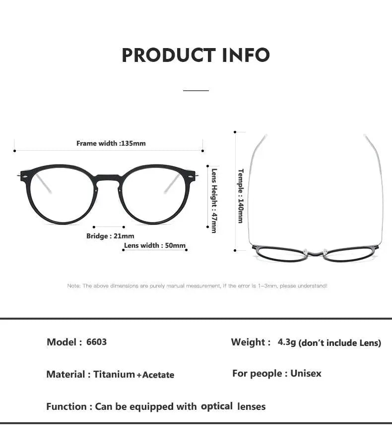 Unisex Round Full Rim Titanium Prescription Glasses 6603 — view 13 | Rx Spectacle