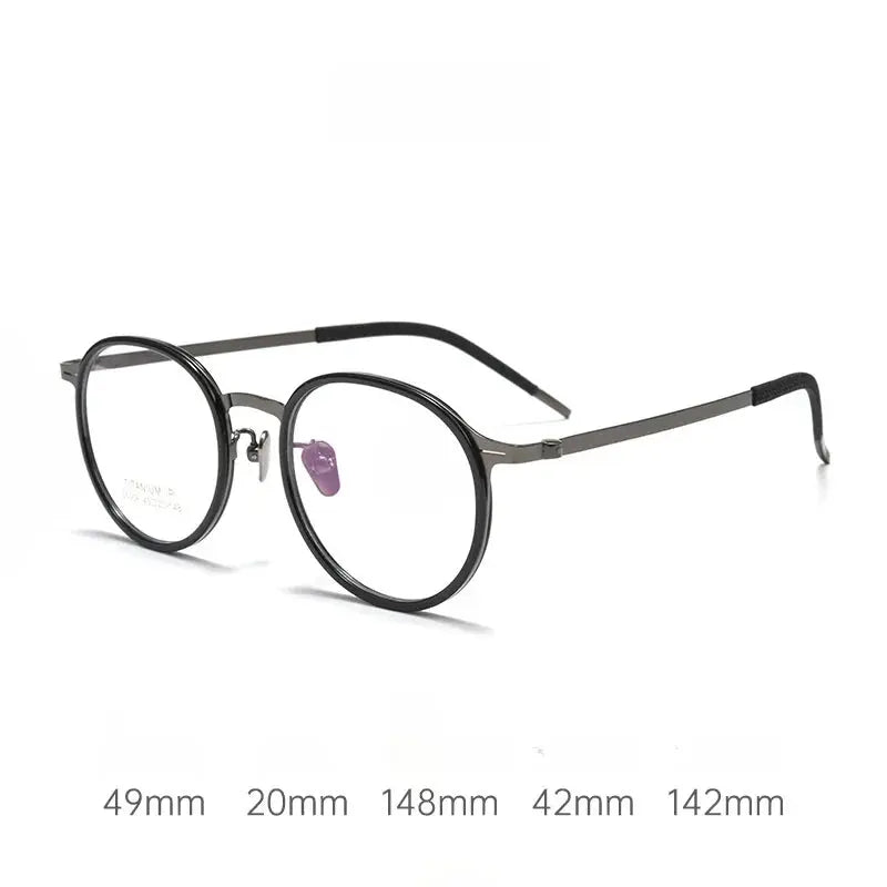 Unisex Round Full Rim Titanium Flat Top Prescription Glasses 26061 — view 4 | Rx Spectacle
