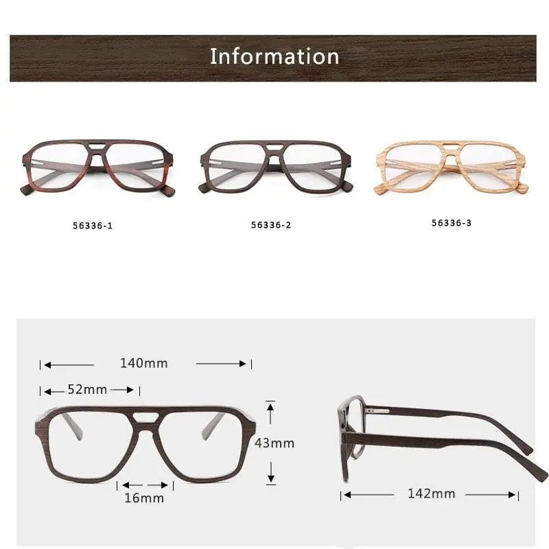 Men's Oval Full Rim Wood Double Bridge Prescription Glasses 5623 — view 8 | Rx Spectacle