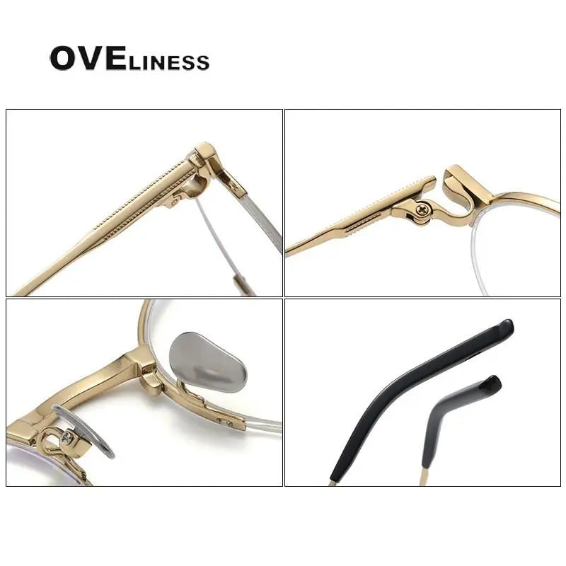 Unisex Round Semi-Rimless Titanium Prescription Glasses 185 — view 10 | Rx Spectacle
