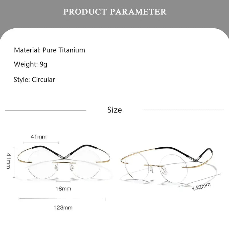 Women's Round Rimless Titanium Prescription Glasses 034000 — view 2 | Rx Spectacle