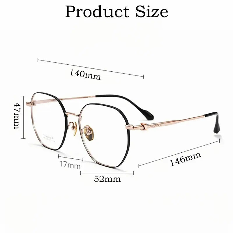 Unisex Polygon Full Rim Titanium Prescription Glasses Y61039 — view 4 | Rx Spectacle