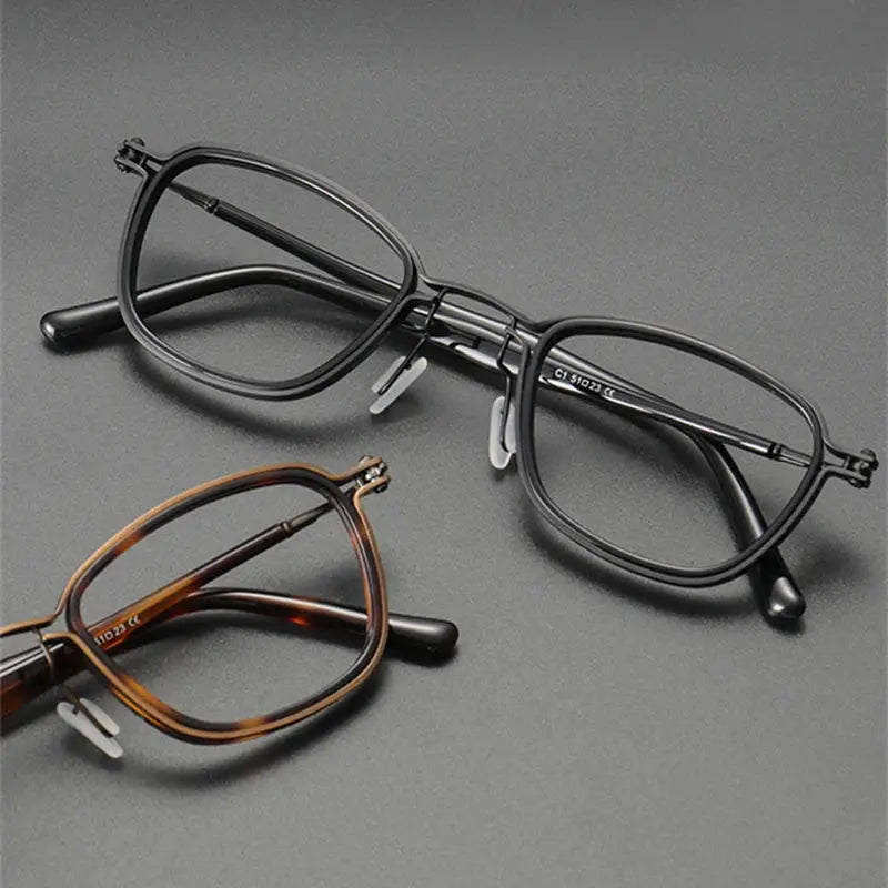 Unisex Square Full Rim Titanium Prescription Glasses Sc19 — view 3 | Rx Spectacle