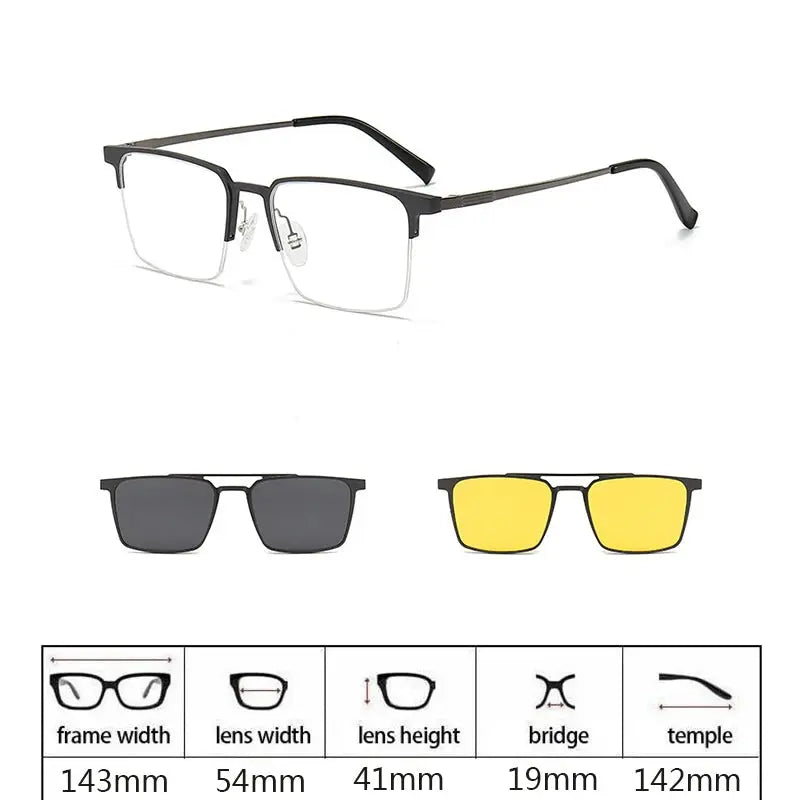 Men's Square Full Rim Titanium Prescription Glasses 275009 — view 12 | Rx Spectacle