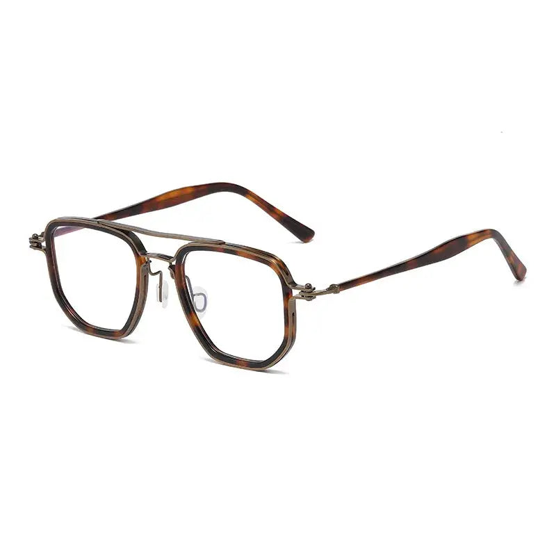 Men's Square Full Rim Titanium Double Bridge Prescription Glasses 365876 — view 5 | Rx Spectacle