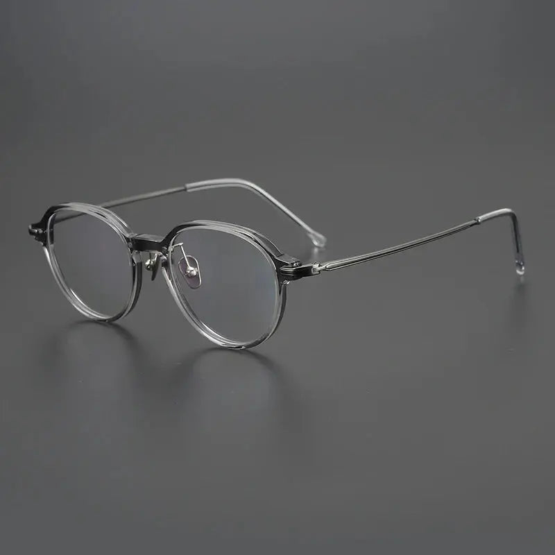 Unisex Oval Full Rim Titanium Flat Top Prescription Glasses 19834 — view 5 | Rx Spectacle