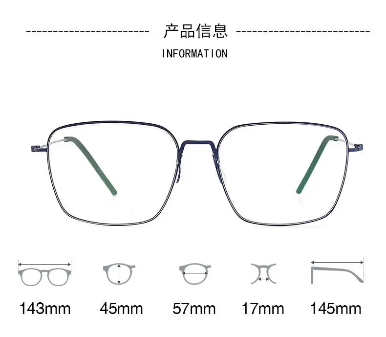 Unisex Square Full Rim Titanium Screwless Prescription Glasses 195538 — view 2 | Rx Spectacle