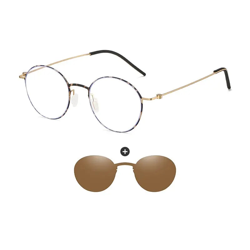 Unisex Round Full Rim Stainless Steel Clip-On Prescription Glasses 790914 — view 5 | Rx Spectacle