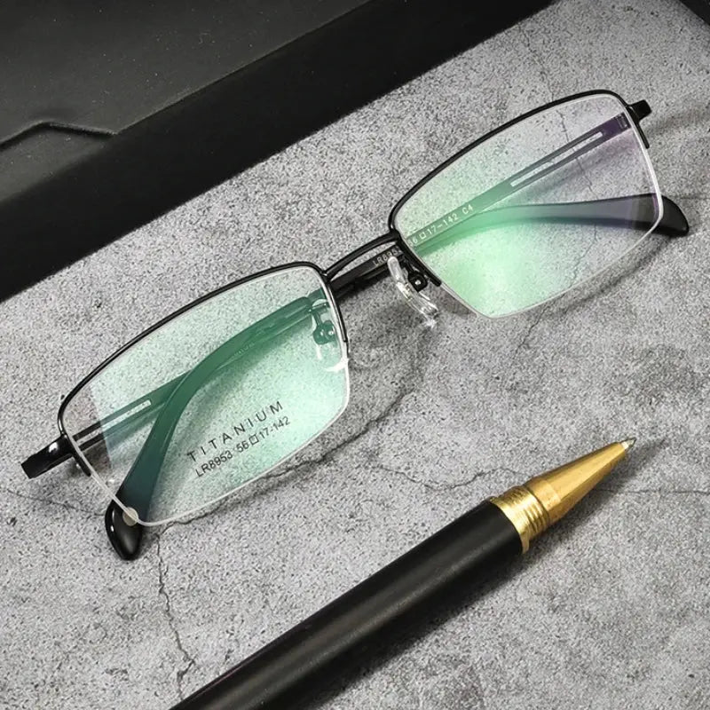 Men's Polygon Semi-Rimless Titanium Prescription Glasses 98953 — view 1 | Rx Spectacle