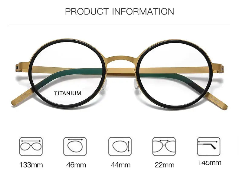 Women's Round Full Rim Titanium Screwless Prescription Glasses 49707 — view 2 | Rx Spectacle