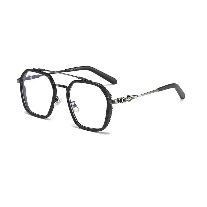 Men's Square Full Rim Titanium Prescription Glasses 55132 — view 9 | Rx Spectacle