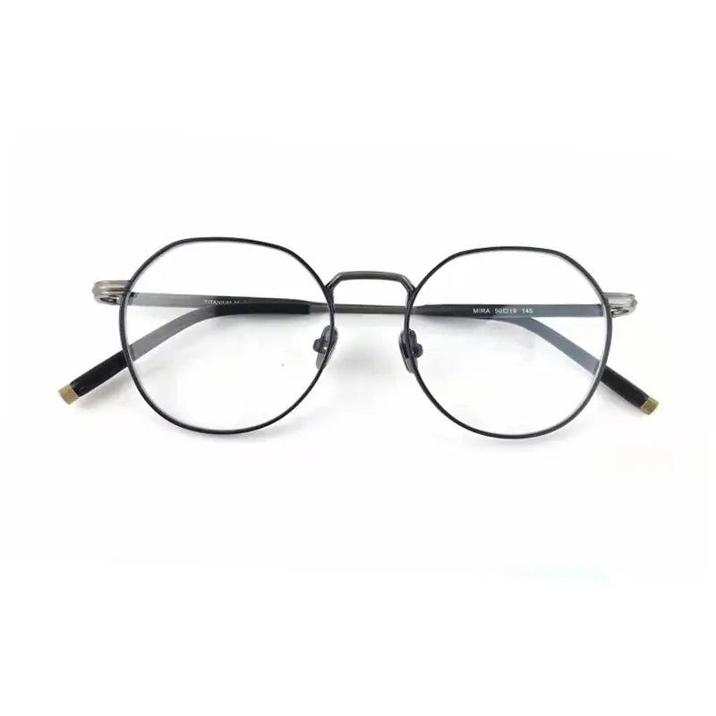 Unisex Round Full Rim Titanium Prescription Glasses M137 — view 7 | Rx Spectacle