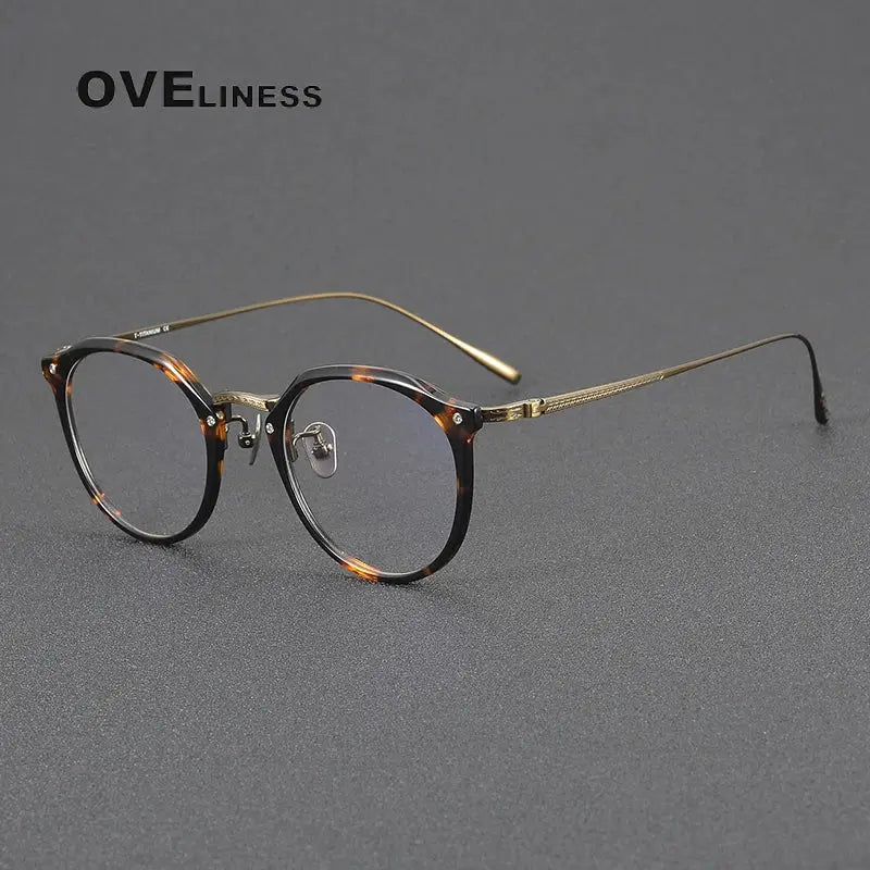 Women's Round Full Rim Titanium Prescription Glasses 34054 — view 6 | Rx Spectacle