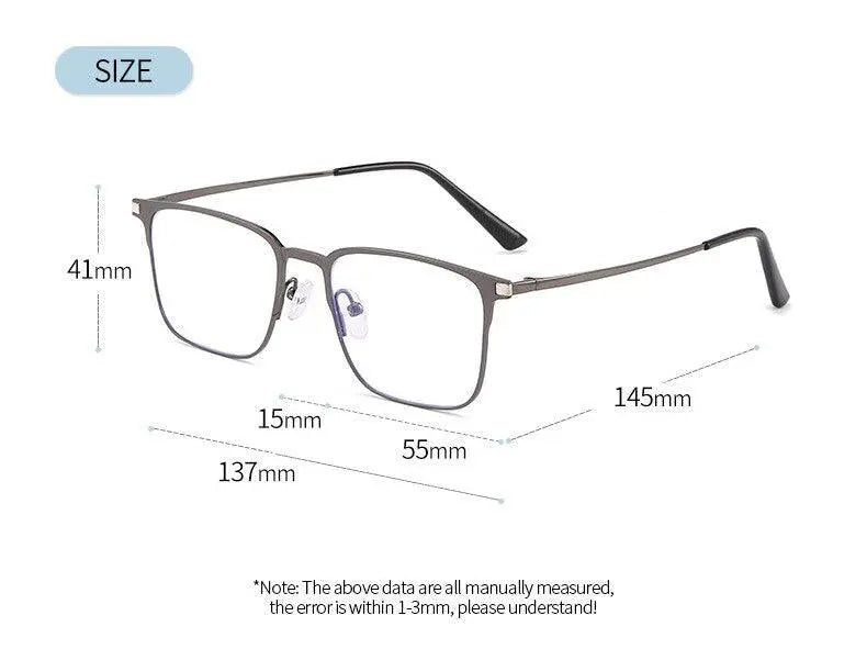 Unisex Square Full Rim Alloy Clip-On Prescription Glasses 7012 — view 11 | Rx Spectacle