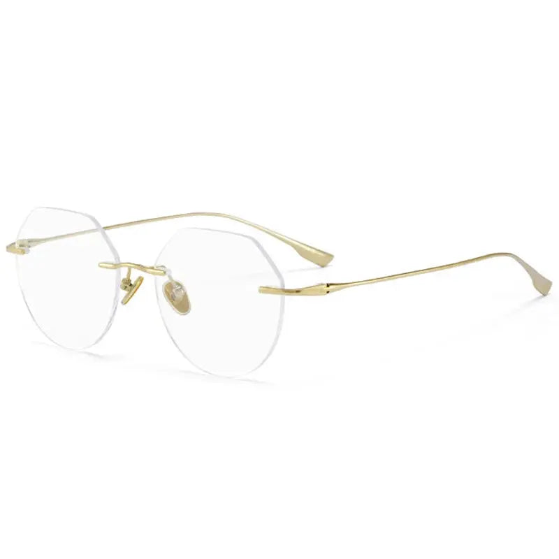 Men's Polygon Rimless Titanium Prescription Glasses 121214 — view 6 | Rx Spectacle