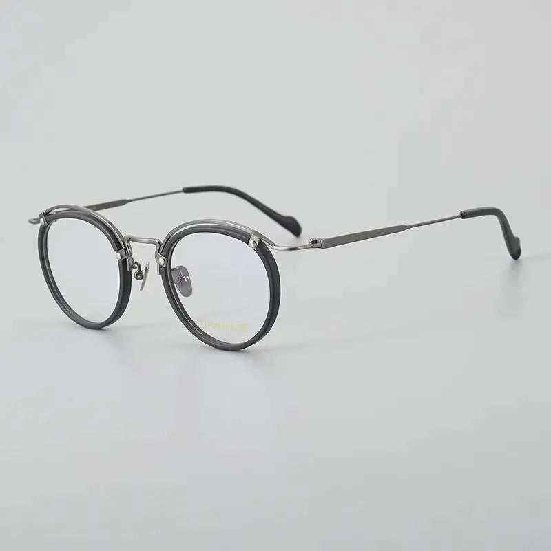 Unisex Round Full Rim Titanium Prescription Glasses 77036 — view 5 | Rx Spectacle