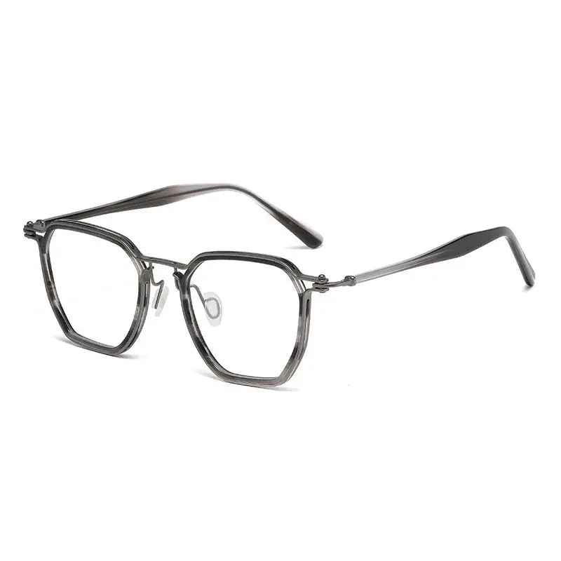 Unisex Polygon Full Rim Titanium Oversized Prescription Glasses 725867 — view 5 | Rx Spectacle