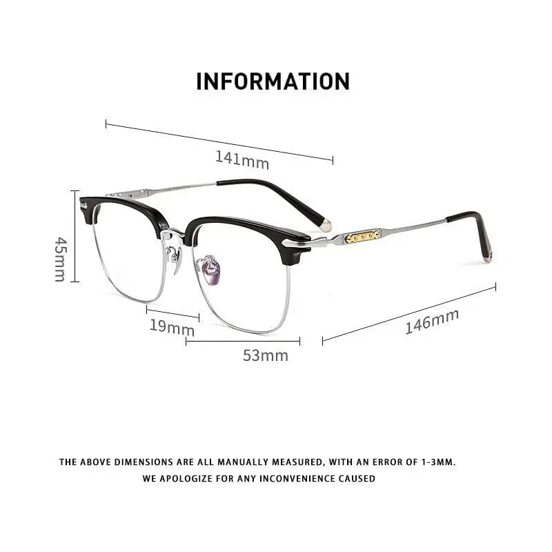 Men's Square Full Rim Titanium Prescription Glasses J0062t — view 6 | Rx Spectacle