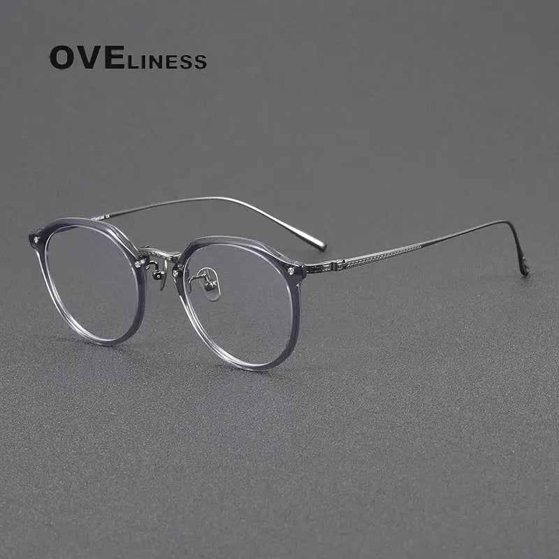 Women's Round Full Rim Titanium Prescription Glasses 34054 — view 4 | Rx Spectacle