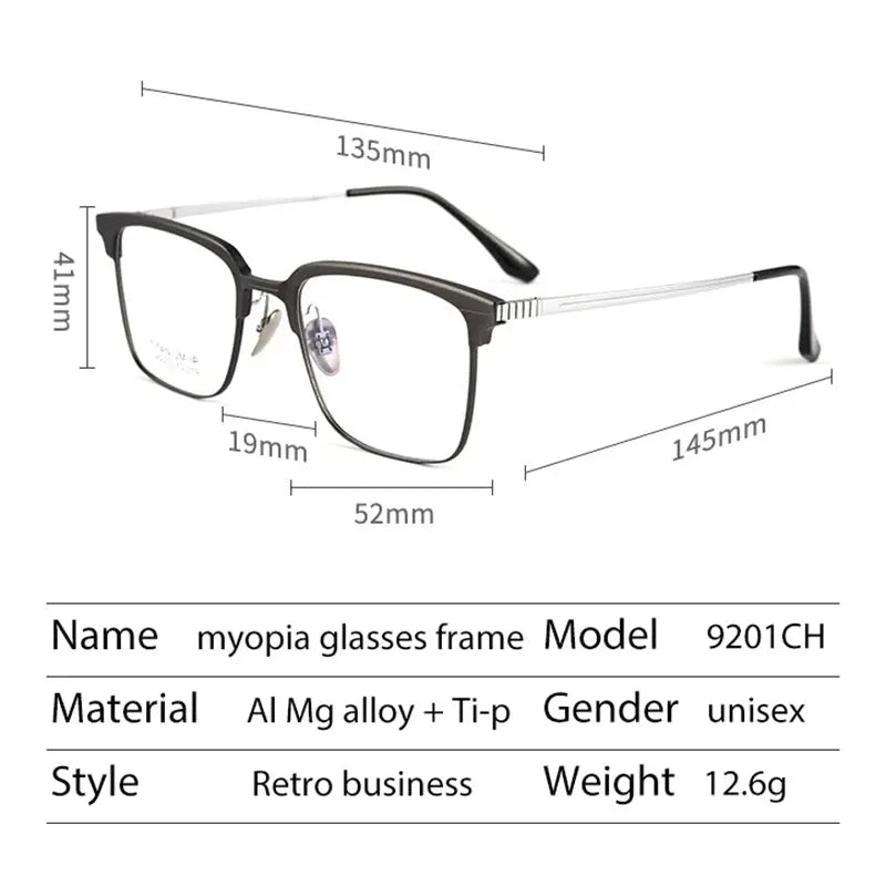 Women's Square Full Rim Titanium Prescription Glasses 59201 — view 2 | Rx Spectacle