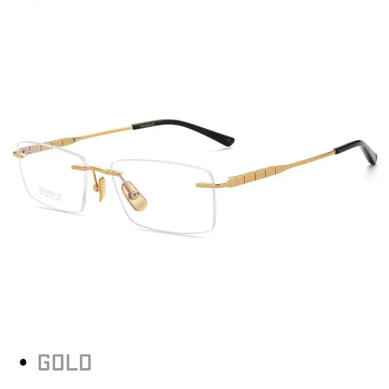 Men's Square Rimless Titanium Prescription Glasses 91091 — view 3 | Rx Spectacle