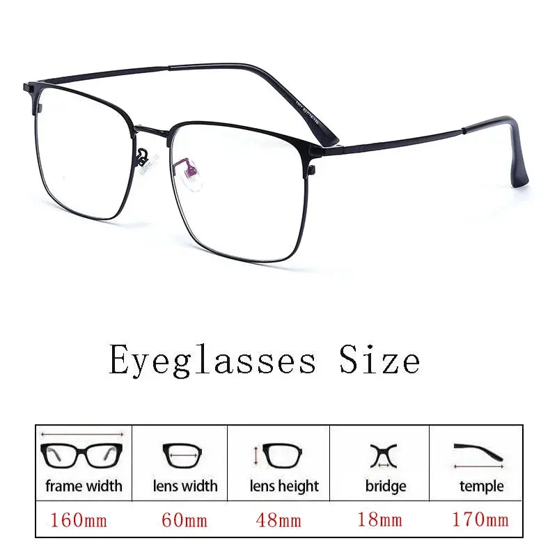 Men's Square Full Rim Titanium Prescription Glasses 3301 — view 3 | Rx Spectacle