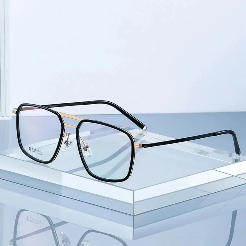 Unisex Square Full Rim Titanium Double Bridge Prescription Glasses 72320 — view 1 | Rx Spectacle