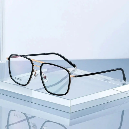 Unisex Square Full Rim Titanium Double Bridge Prescription Glasses 72320 — view 1 | Rx Spectacle
