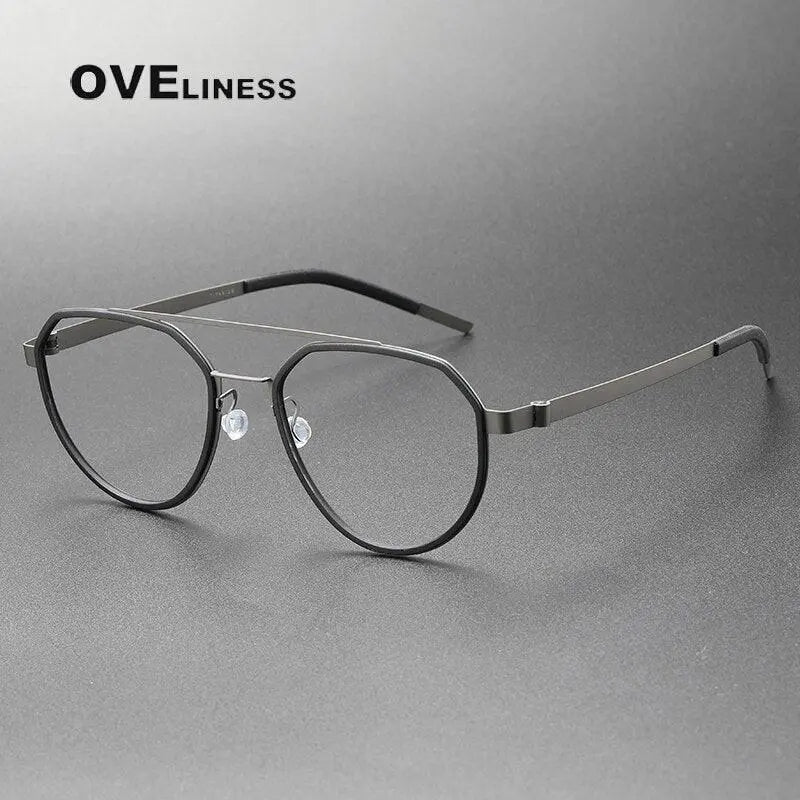 Unisex Round Full Rim Titanium Double Bridge Prescription Glasses 9745 — view 3 | Rx Spectacle