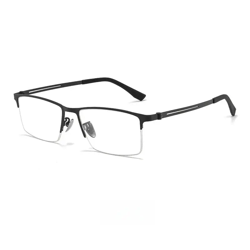 Unisex Square Semi-Rimless Titanium Prescription Glasses 23156 — view 5 | Rx Spectacle