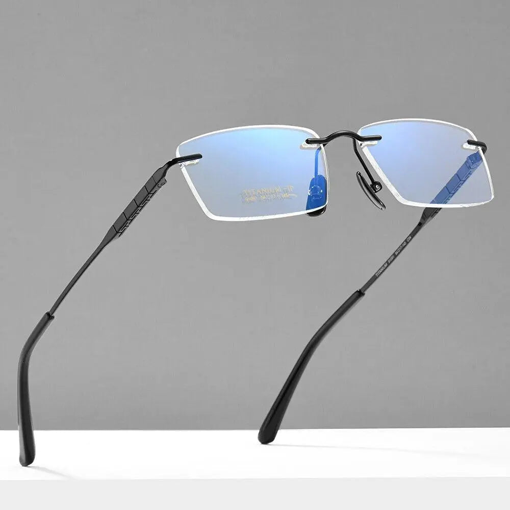 Men's Square Rimless Titanium Prescription Glasses 91091 — view 7 | Rx Spectacle