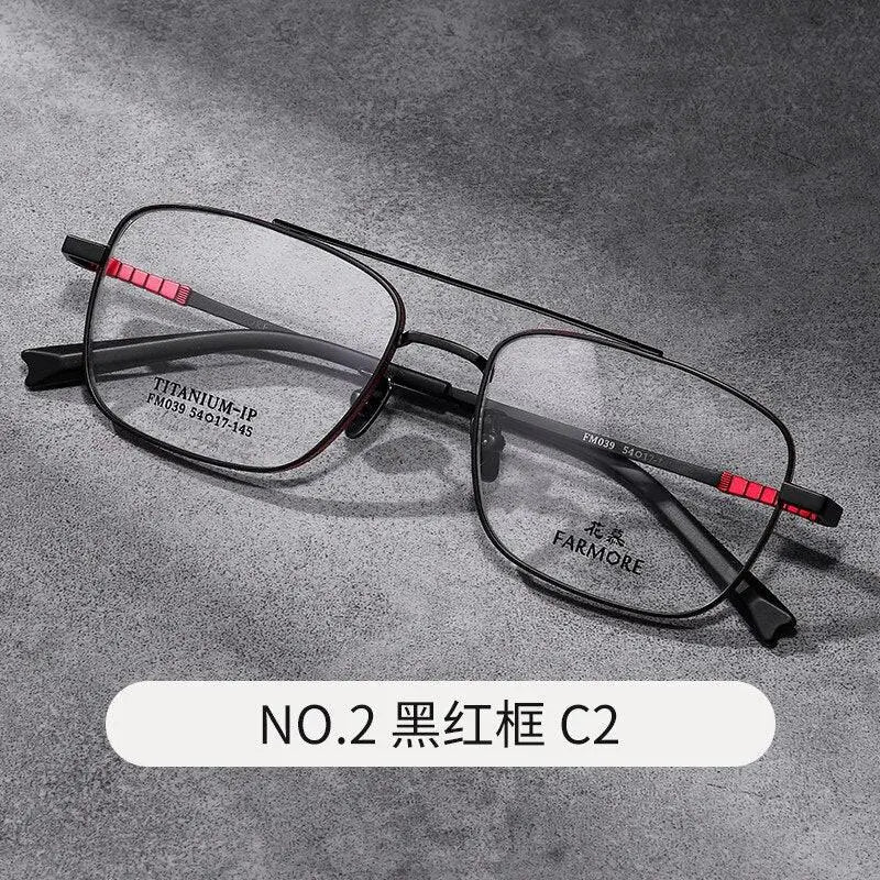 Unisex Square Full Rim Titanium Double Bridge Prescription Glasses Fm039 — view 3 | Rx Spectacle
