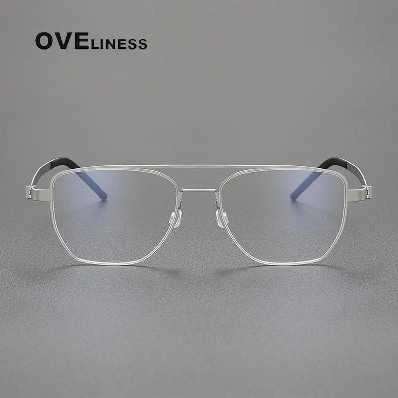 Unisex Square Full Rim Titanium Double Bridge Prescription Glasses 9622 — view 7 | Rx Spectacle