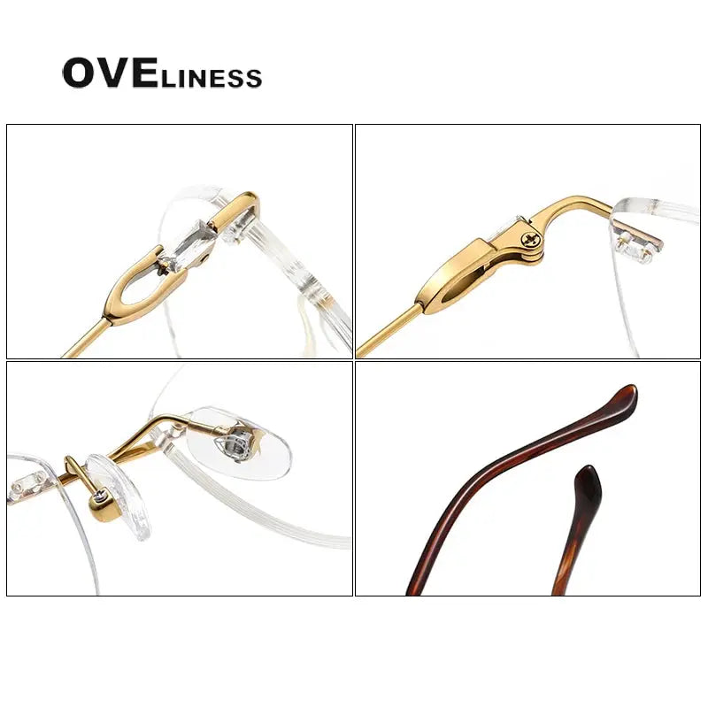Women's Cat Eye Rimless Titanium Prescription Glasses 196006 — view 4 | Rx Spectacle
