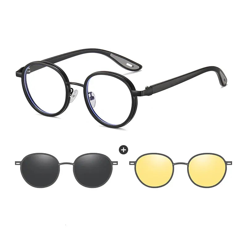 Unisex Round Full Rim Alloy Clip-On Prescription Glasses 773001 — view 7 | Rx Spectacle