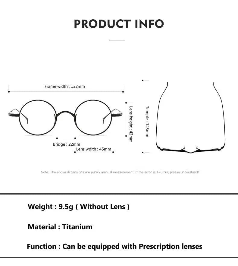 Unisex Round Full Rim Titanium Prescription Glasses 10518 — view 11 | Rx Spectacle