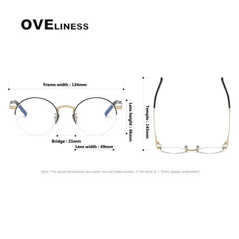 Unisex Round Semi-Rimless Titanium Prescription Glasses 185 — view 9 | Rx Spectacle