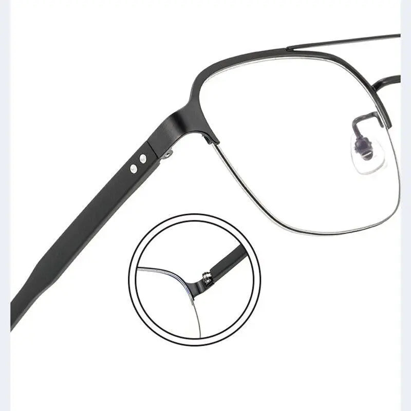 Men's Square Semi-Rimless Titanium Double Bridge Prescription Glasses — view 7 | Rx Spectacle