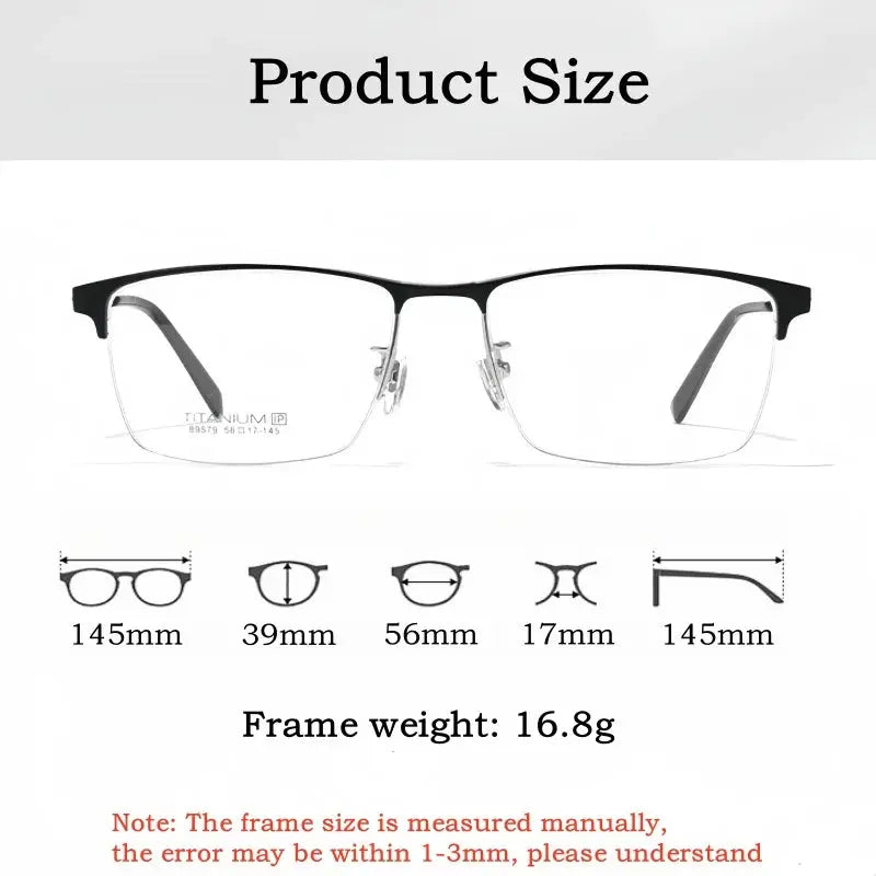 Men's Square Semi-Rimless Titanium Prescription Glasses 89579 — view 2 | Rx Spectacle