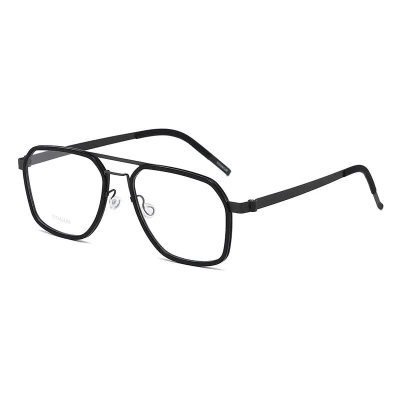 Unisex Polygon Full Rim Titanium Double Bridge Prescription Glasses 9753 — view 2 | Rx Spectacle