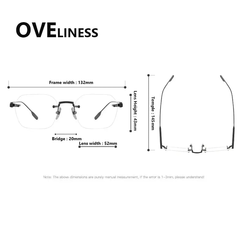 Women's Square Rimless Titanium Prescription Glasses 81038 — view 2 | Rx Spectacle
